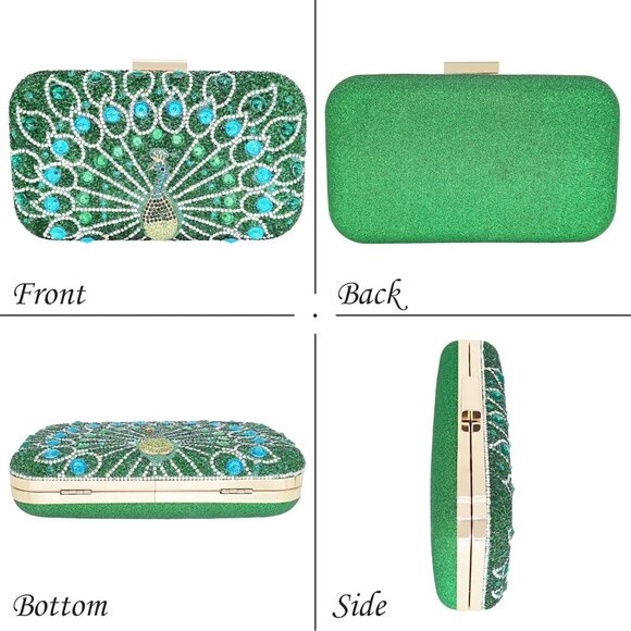 Rhinestone Clutch Purses for Women Evening Wedding Formal - Round Pearl Clasp Ha - Picture 6 of 7